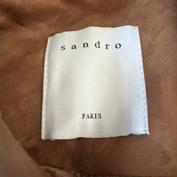 Sandro Atila Fringe Suede and Leather Jacket in Camel - Picture 4 of 6